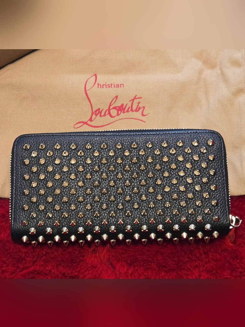 Christian Louboutin Black And Gold Spike-Stud Wallet